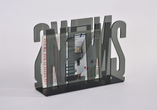 NEWS shape Design Acrylic Magazine Rack - SR053 | transparent black